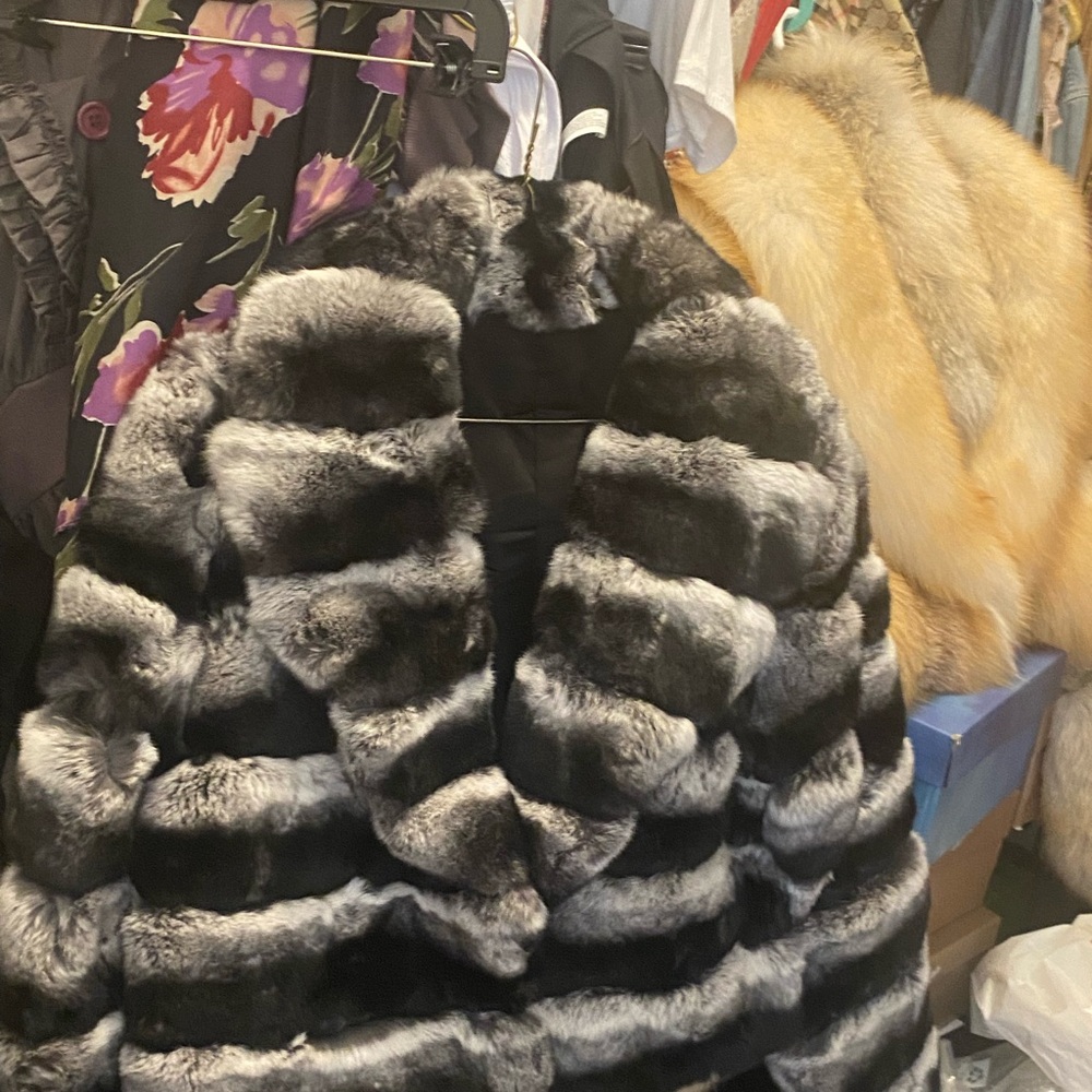 Women's Gray Bomber Jacket Rex Rabbit Fur